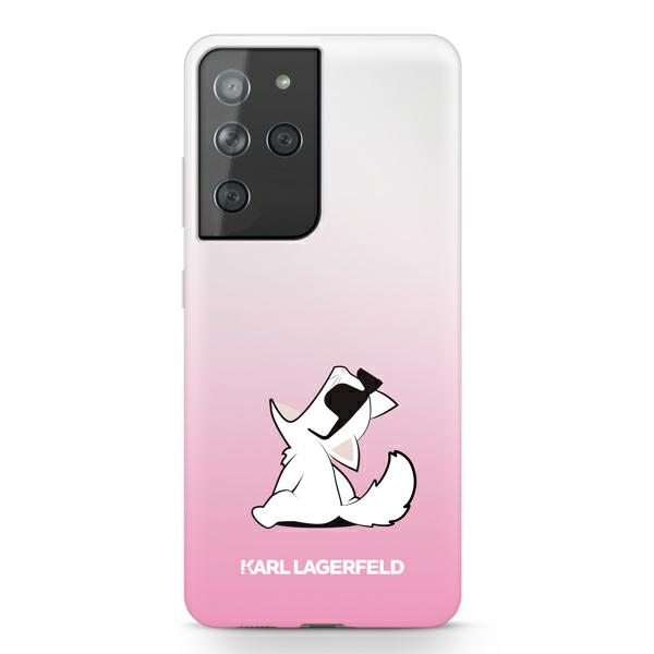 Karl Lagerfeld Choupette Fun ümbris Samsung Galaxy S21 Ultra jaoks - roosa