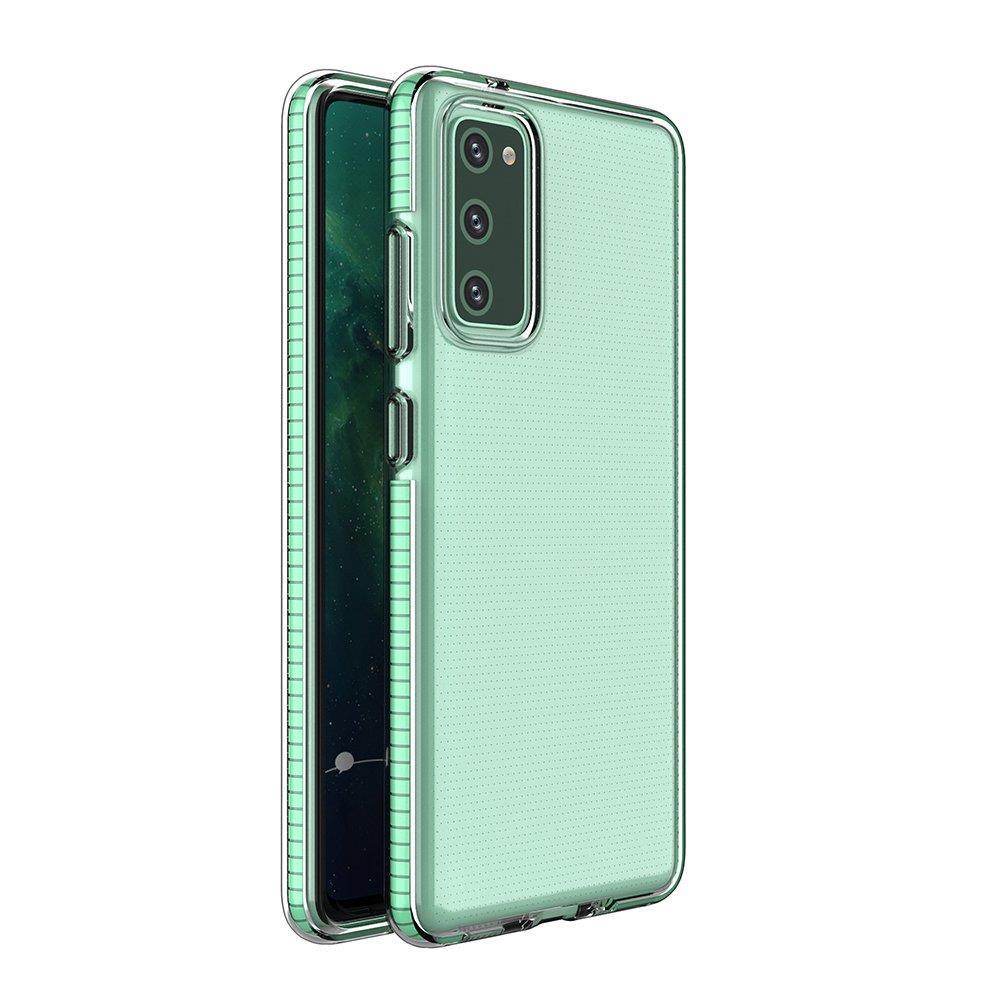 Spring Case selge TPU geelist kaitsekate värvilise raamiga Samsung Galaxy A72 4G mündi jaoks