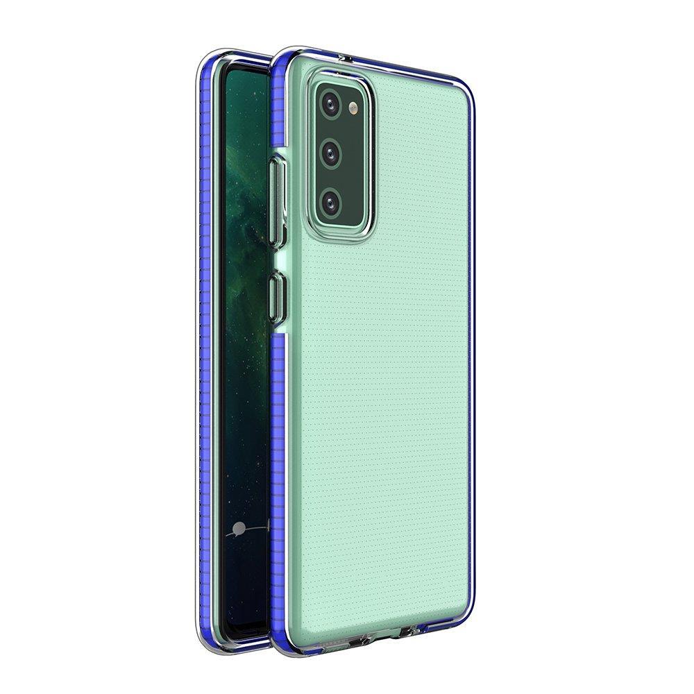 Spring Case läbipaistev TPU geelist kaitsekate värvilise raamiga Samsung Galaxy A72 4G tumesinine