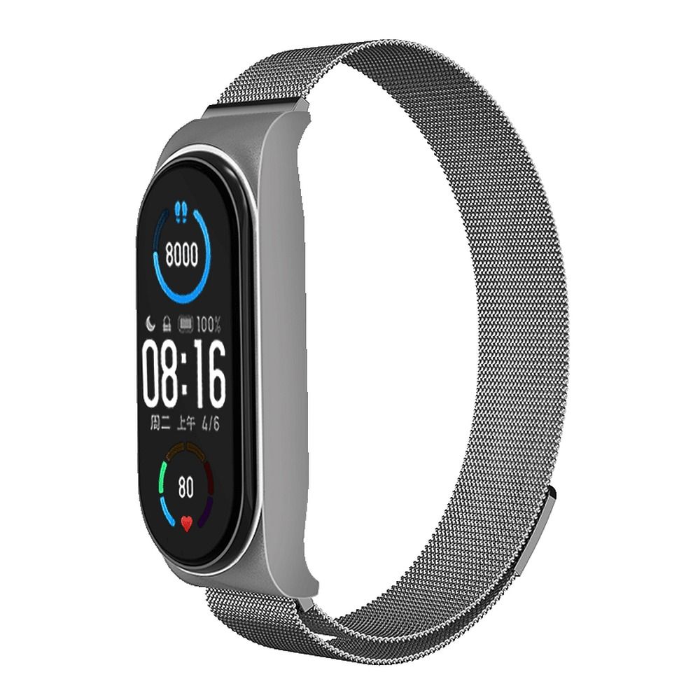 Strap METAL jaoks XIAOMI Mi Band 5 / 6 hõbedane (02)