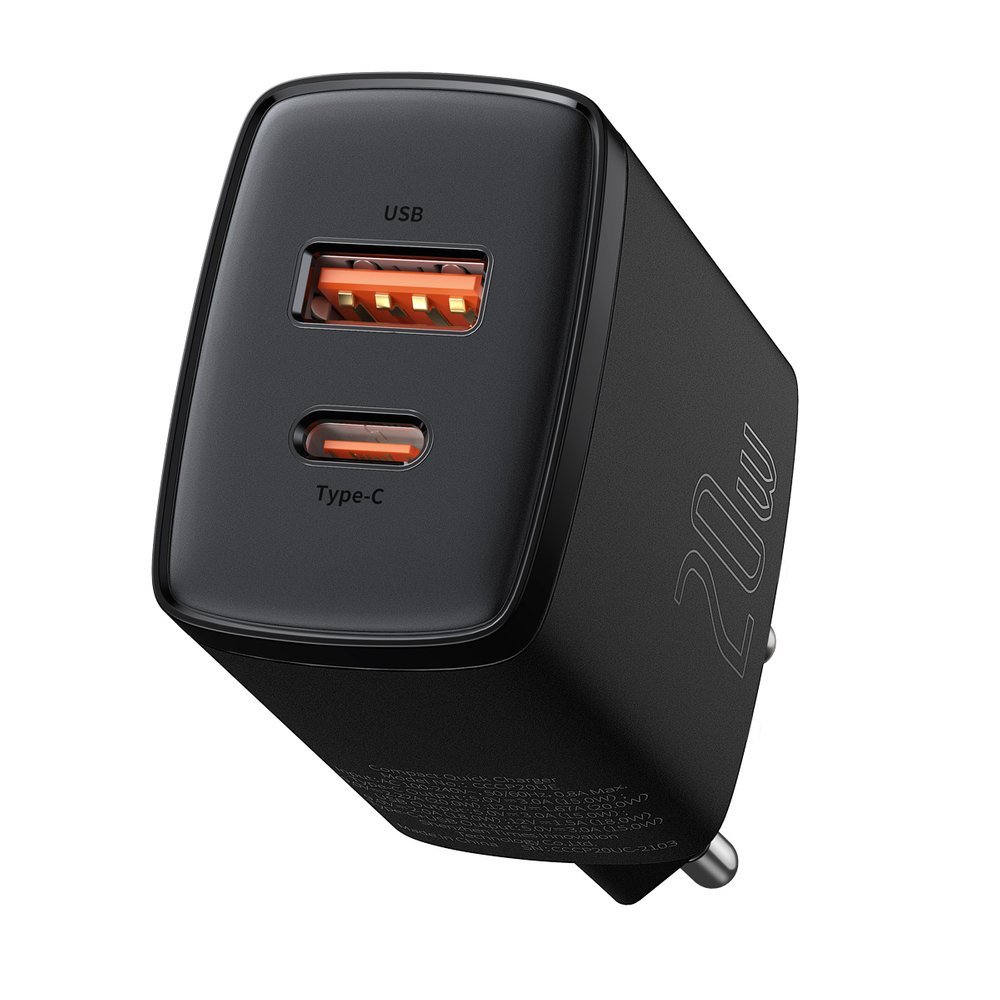 Laadija Baseus Compact Quick Laadija 20W USB-C/USB-A must CCXJ-B01