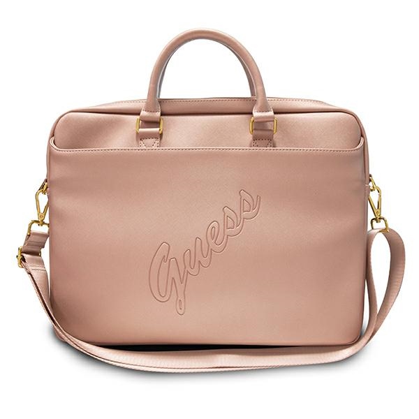 Guess Saffiano Script 16" Laptop Bag - roosa