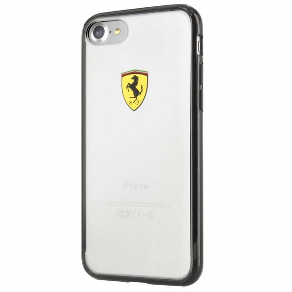 Ferrari kõvakott FEHCP7BK iPhone 7/8/SE 2020 / SE 2022 must/läbipaistev Racing Shield