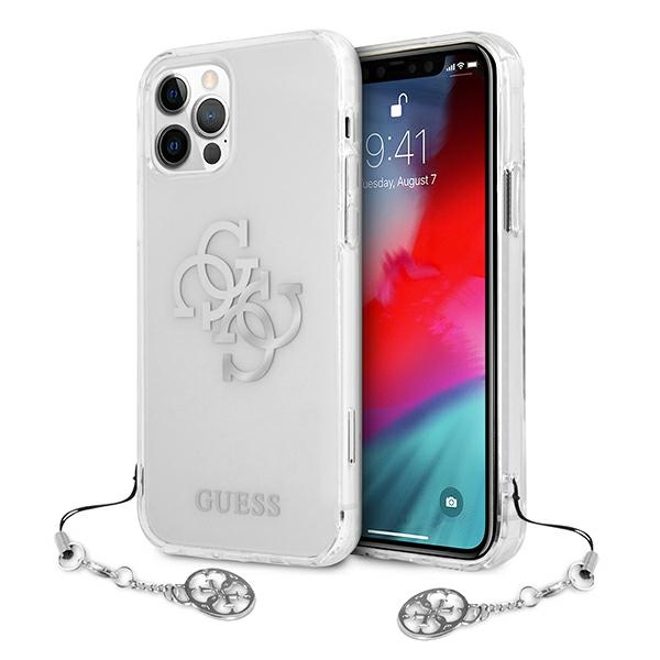 Guess GUHCP12LKS4GSI iPhone 12 Pro Max 6.7" läbipaistev kõvakaaneline 4G Silver Charms kollektsioon