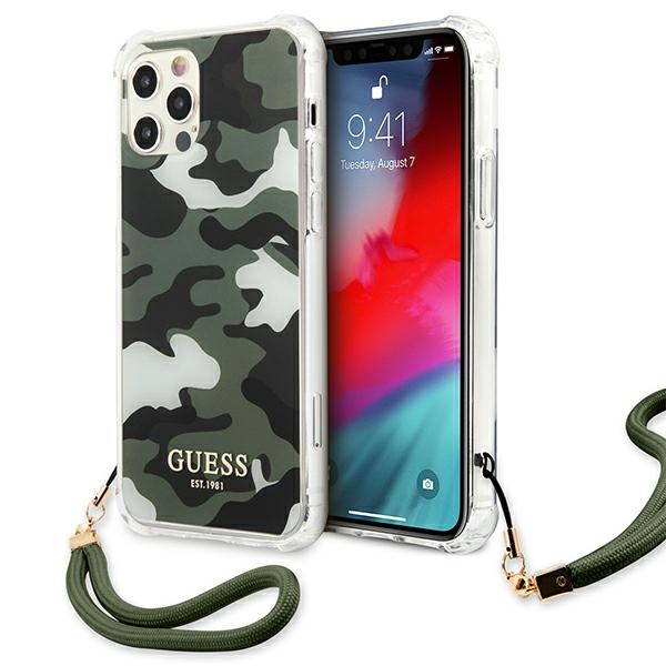 Guess GUHCP12MKSARKA iPhone 12/12 Pro 6.1" roheline/khaki värvi kõvakott Camo Collection