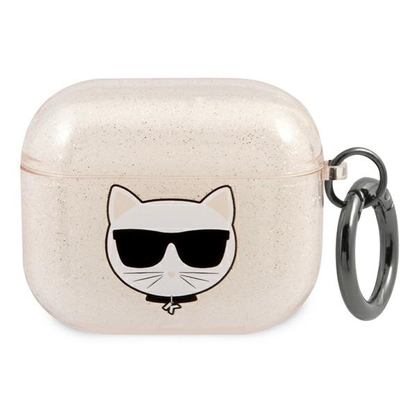 Karl Lagerfeld Glitter Choupette ümbris AirPods 3 jaoks - kuldne