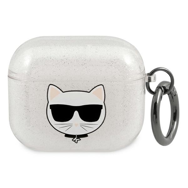 Karl Lagerfeld Glitter Choupette ümbris AirPods 3 jaoks - hõbedane
