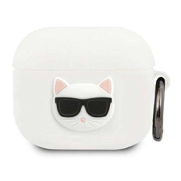 Karl Lagerfeldi silikoonist Choupette ümbris AirPods 3 jaoks - valge
