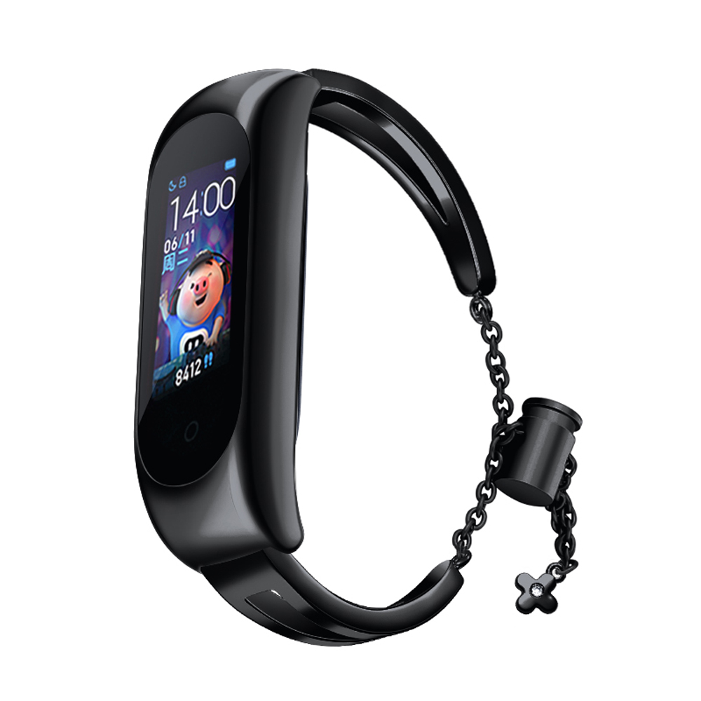 Metallist käevõru Xiaomi Mi Band 3 / 4 / 5 / 6 rihma jaoks - must