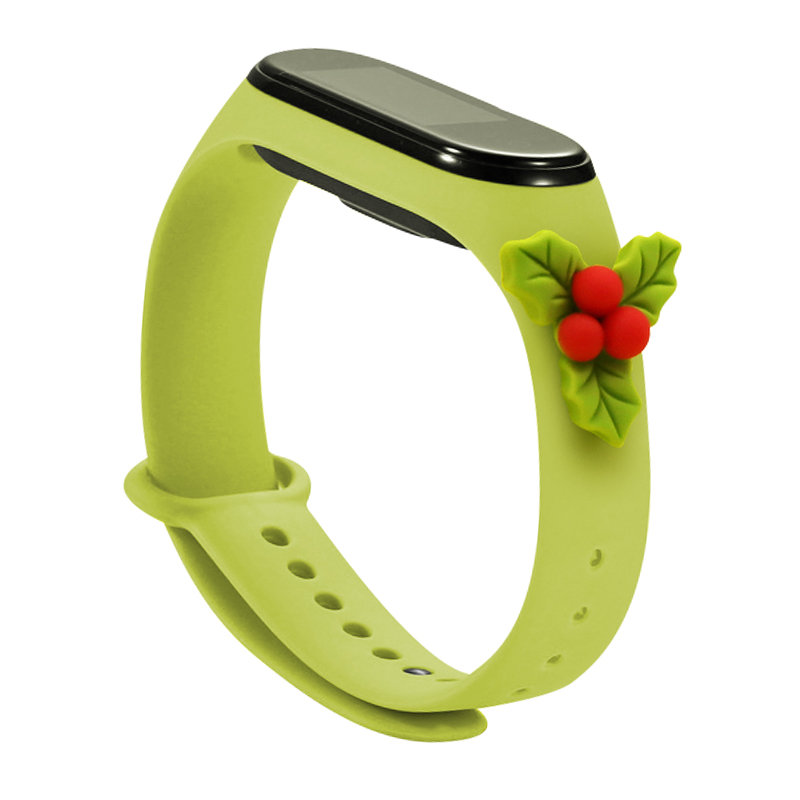 Rihm Xmas Xiaomi Mi Band 3 / 4 jõuludeks Silikoonist rihmaga käevõru koos Hollyga - roheline