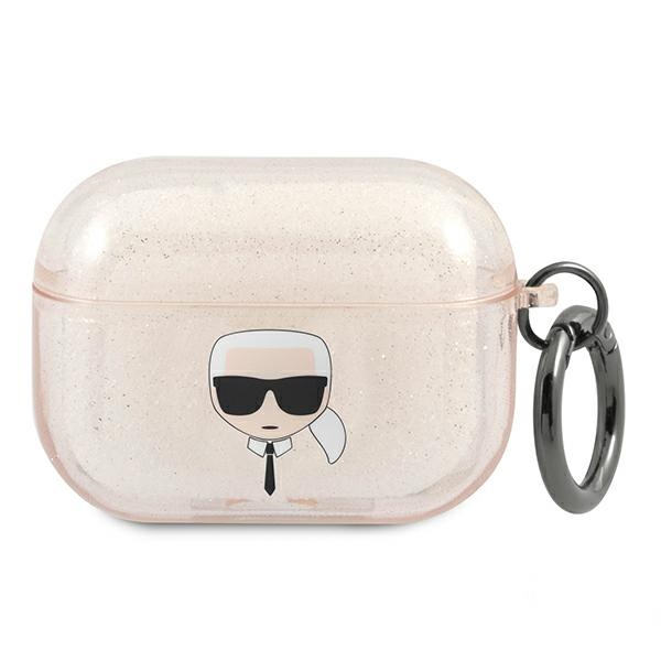 Karl Lagerfeld Glitter Karl's Head ümbris AirPods Pro jaoks - kuldne