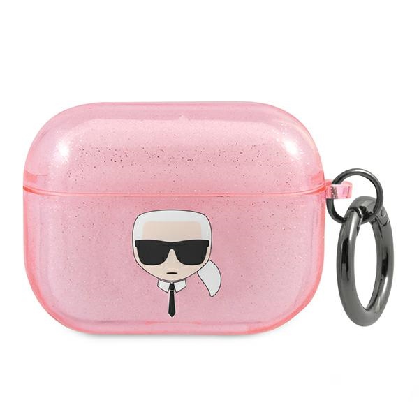 Karl Lagerfeld Glitter Karl's Head ümbris AirPods Pro jaoks - roosa