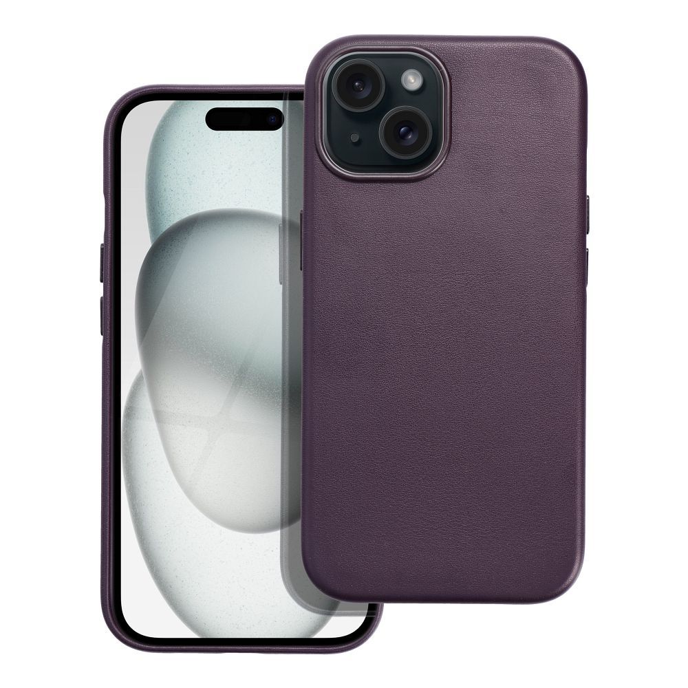 LEATHER MAG COVER ümbris jaoks IPHONE 15 dark violet