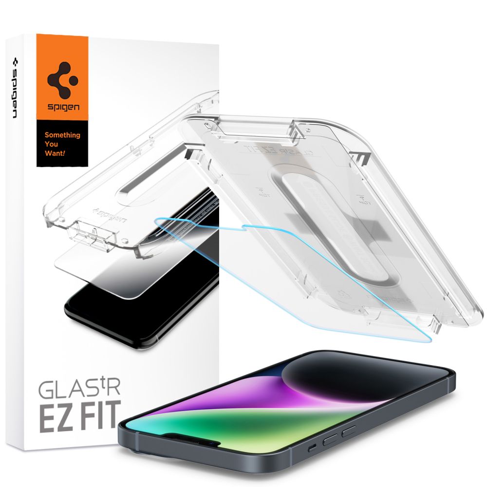 Spigen Glas.tR EZ Fit karastatud klaas iPhone 13 / 13 Pro / 14 / 16e jaoks