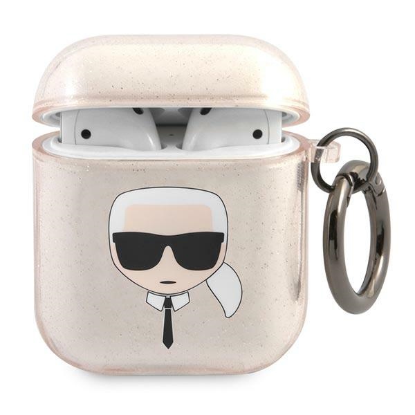 Karl Lagerfeld Glitter Karl's Head ümbris AirPods 1/2 jaoks - kuldne