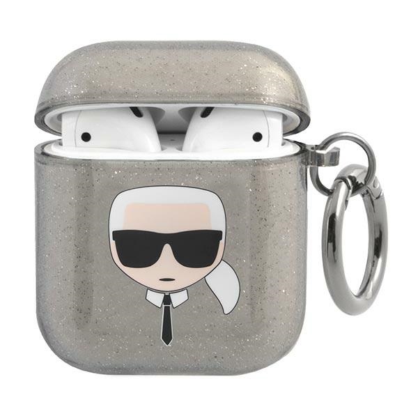 Karl Lagerfeld Glitter Karl's Head ümbris AirPods 1/2 jaoks - must