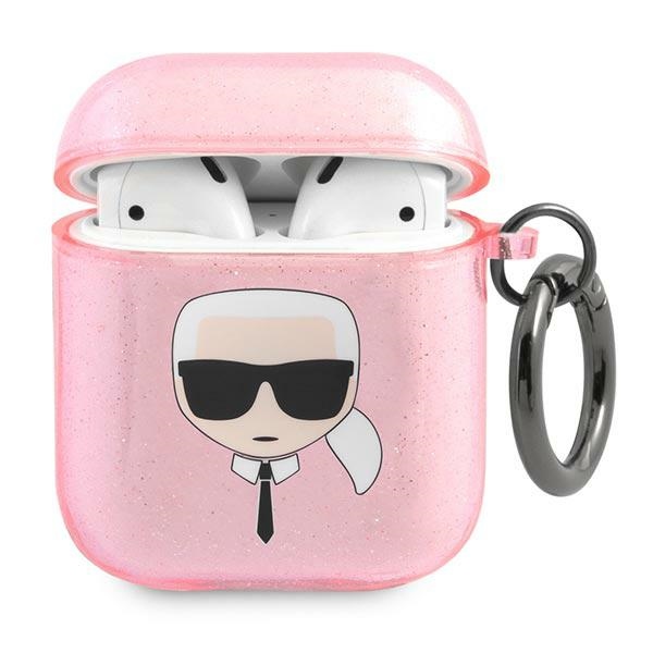 Karl Lagerfeld KLA2UKHGP AirPods kate różowy/pink Glitter Karl`s Head