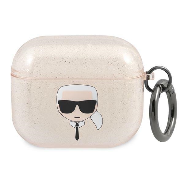 Karl Lagerfeld Glitter Karl's Head ümbris AirPods 3 jaoks - kuldne