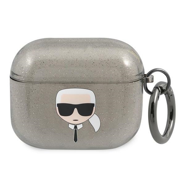 Karl Lagerfeld Glitter Karl's Head ümbris AirPods 3 jaoks - must