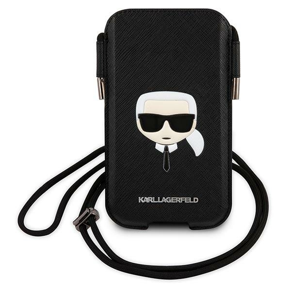 Karl Lagerfeld Saffiano Ikonik Karl's Head käekott - must