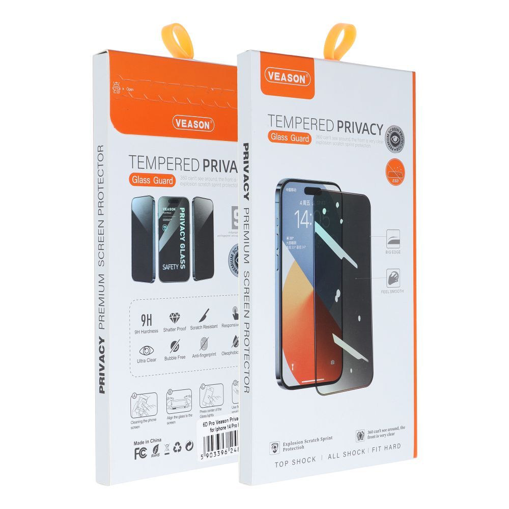 6D Pro Veason Privacy Glass - jaoks Iphone 15 must