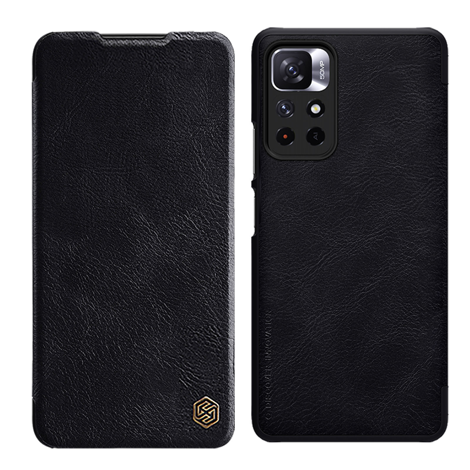 Nillkin Qin Case Flip Case Xiaomi Redmi Note 11T 5G / 11S 5G / 11 5G (Hiina) / Poco M4 Pro 5G jaoks - must