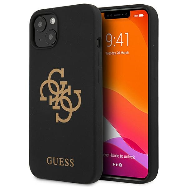 Guess Silikoonist 4G logo ümbris iPhone 13-le - must
