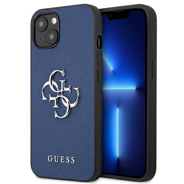 Guess GUHCP13SSA4GSBL iPhone 13 mini 5.4" sinine/sinine kõvakott Saffiano 4G metallist logo