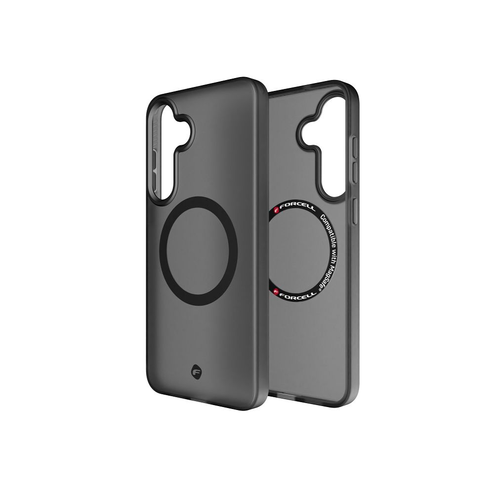 Ümbris jaoks Samsung S25 PLUS Forcell F-Protect Levels Dual Layer 4D technology compatible with Magsafe Military Drop-Test smoky must