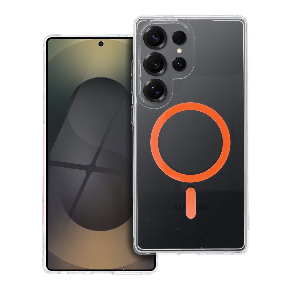 Drop Glue Colorful Ring Mag Cover compatible with MagSafe jaoks SAMSUNG S25 ULTRA oranž