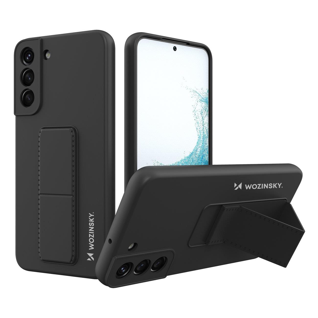 Wozinsky Kickstand Case silikoonist ümbris koos statiiviga Samsung Galaxy S22+ mustale mudelile