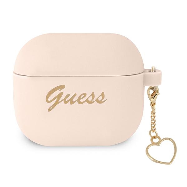 Guess GUA3LSCHSP AirPods 3 ümbris roosa/roosa Silikoonist Charm Heart Collection