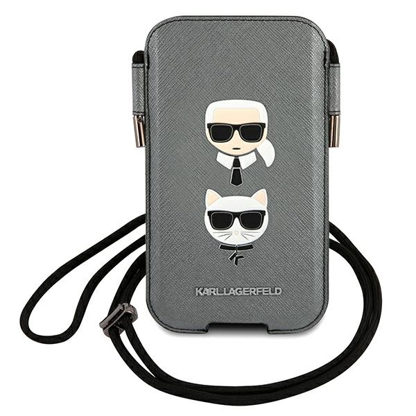 Karl Lagerfeld Saffiano Ikonik Karl&Choupette Head 6.7'' käekott - Hall