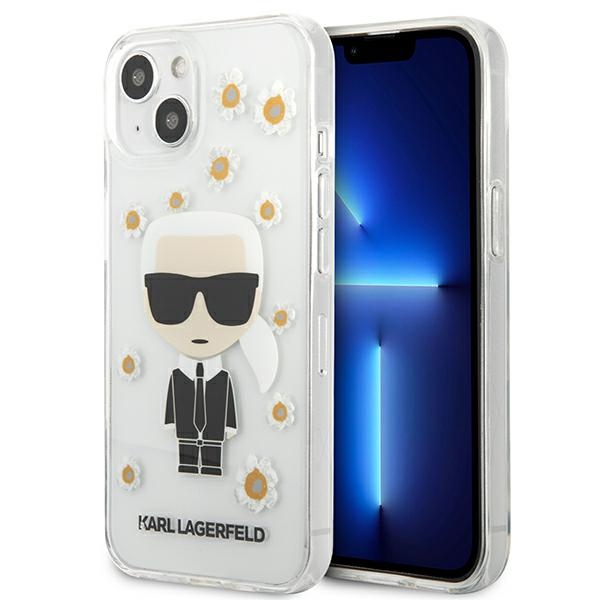 Karl Lagerfeld Flower Ikonik Karl ümbris iPhone 13 mini jaoks - Läbipaistev