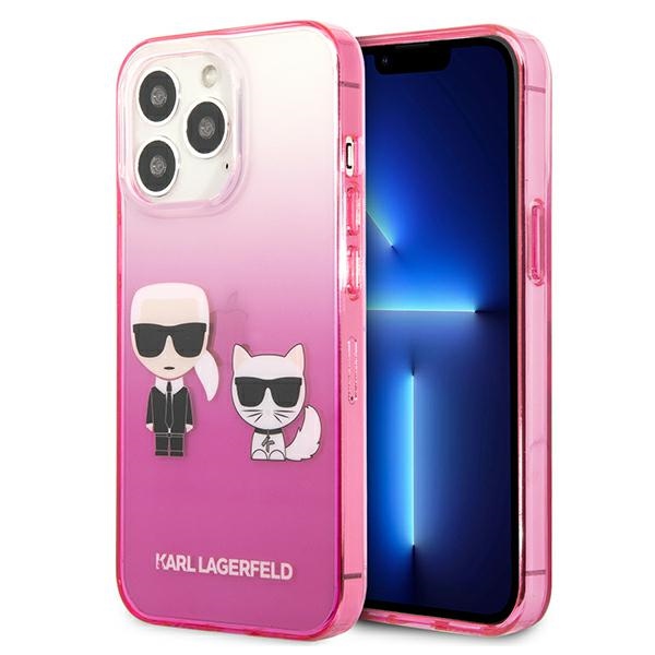 Karl Lagerfeld Gradient Ikonik Karl&Choupette ümbris iPhone 13 Pro / iPhone 13 jaoks - roosa