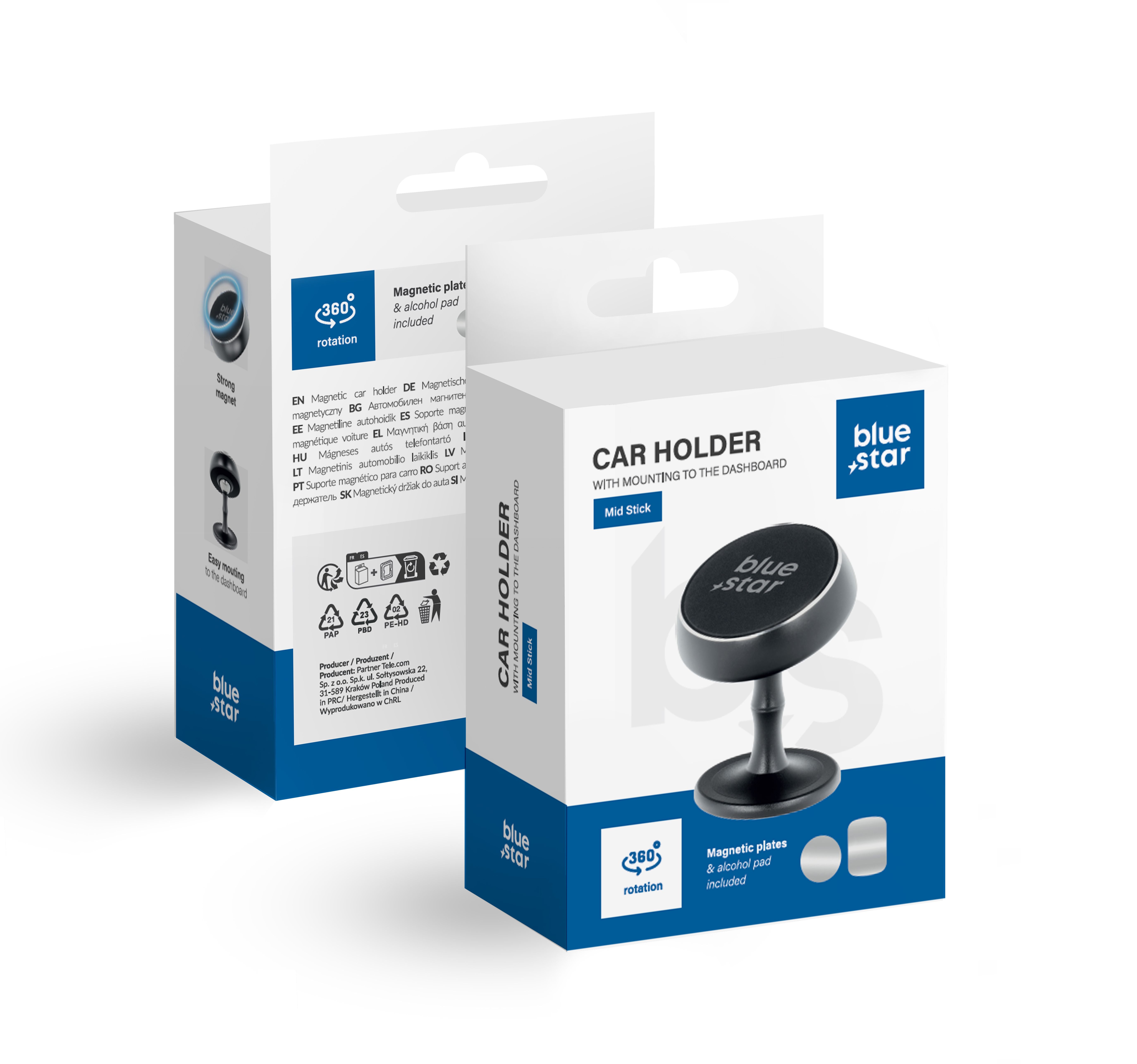 Magnetic car phone hoidja Sinine Star Mid Stick dashboard must