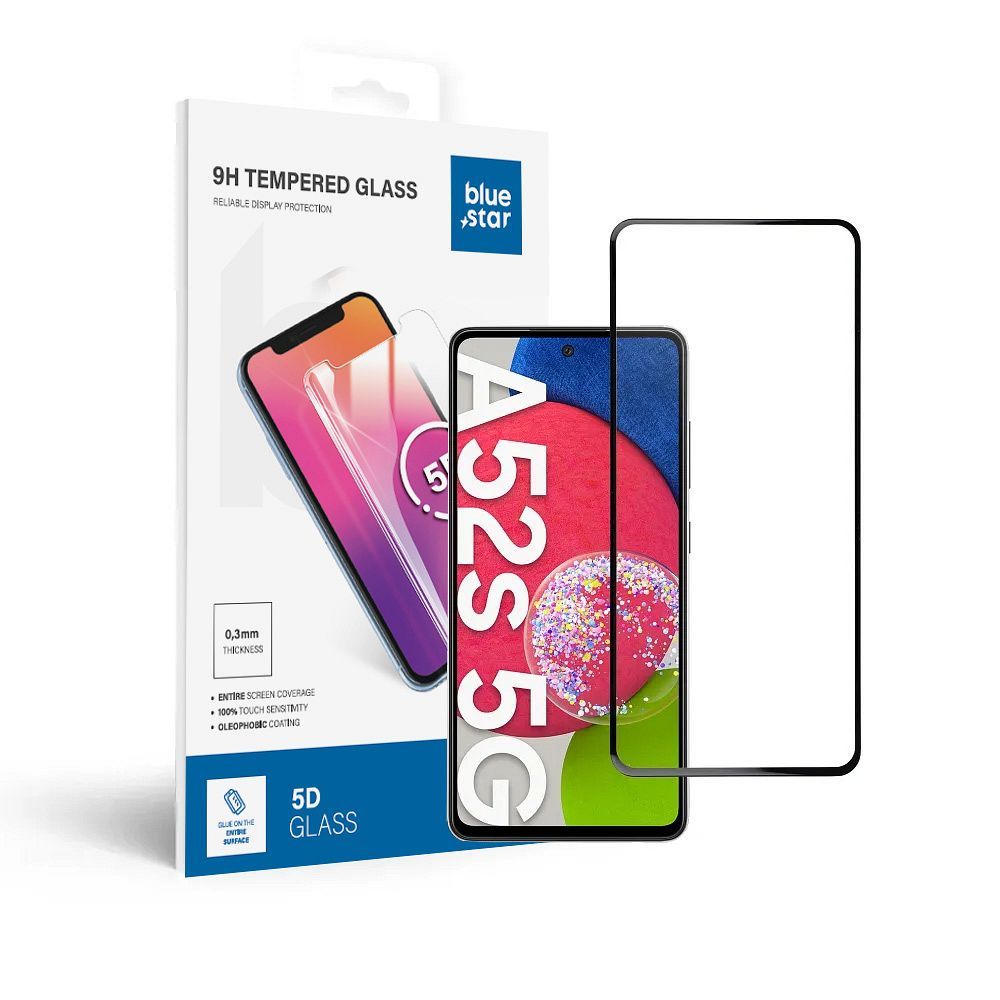 Karastatud klaas to Samsung Galaxy A52/52s 5G/LTE (full glue / Ümbris friendly) sinine Star 5D must