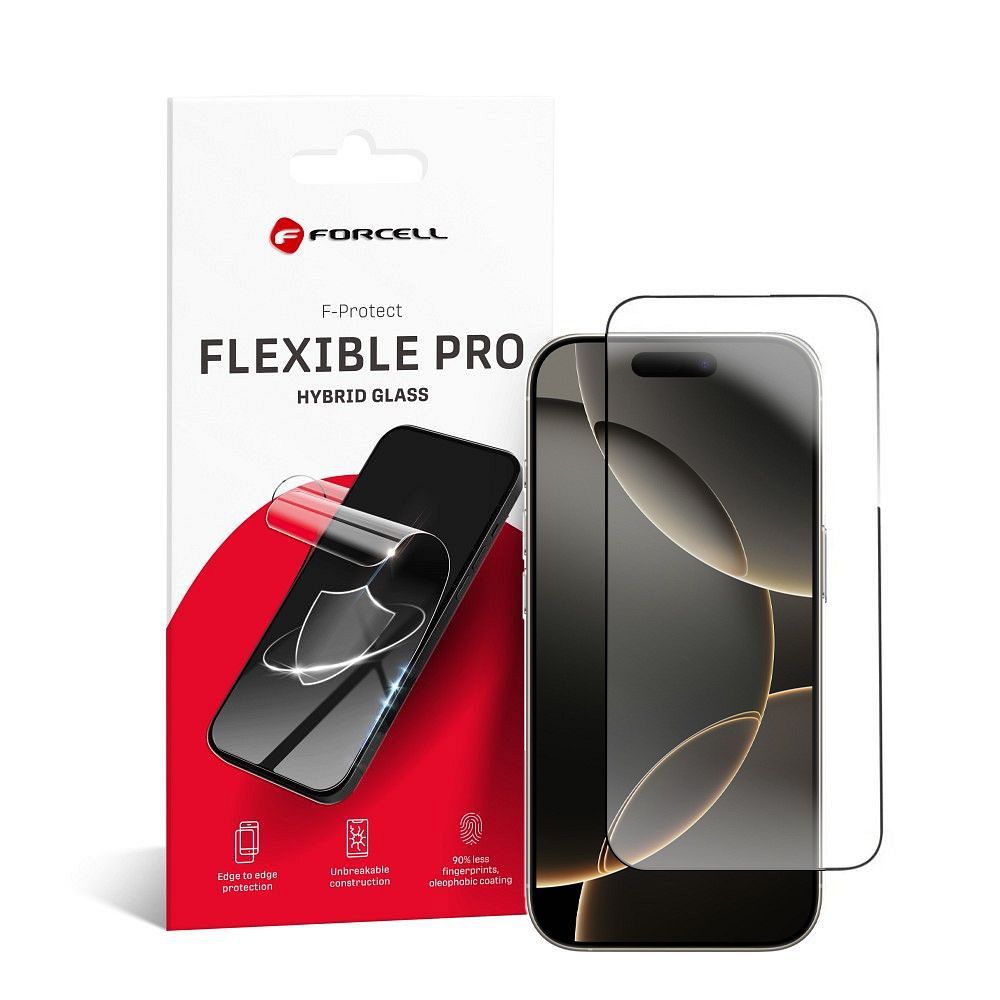 Hybrid glass to iPhone 16 PRO MAX Forcell Flexible 5D must