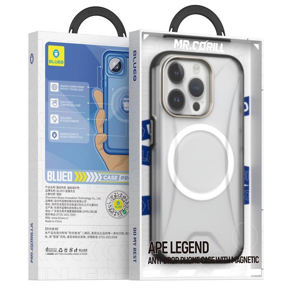 BLUEO APE Legend Anti-Drop Phone Ümbris - Apple iPhone 15 Pro must