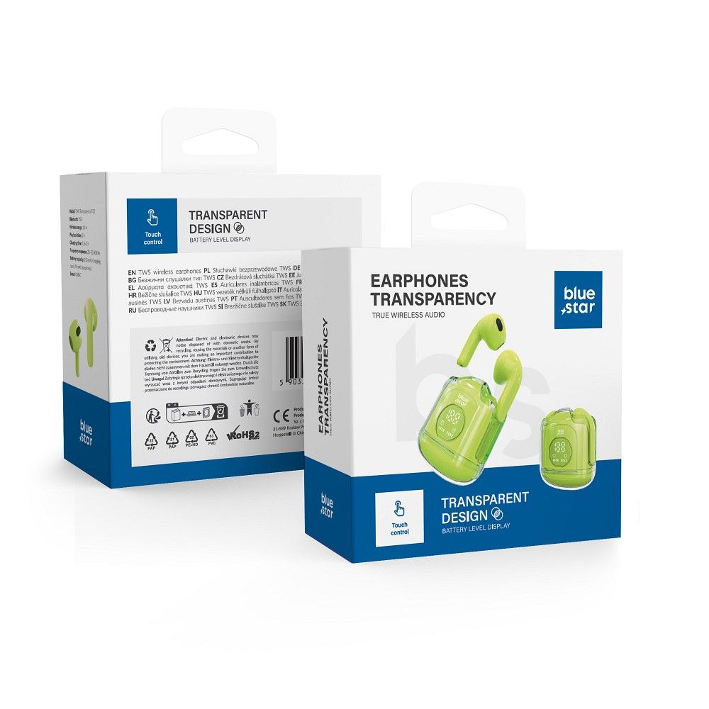 Juhtmevaba earbuds sinine Star Transparency Fi22 TWS roheline