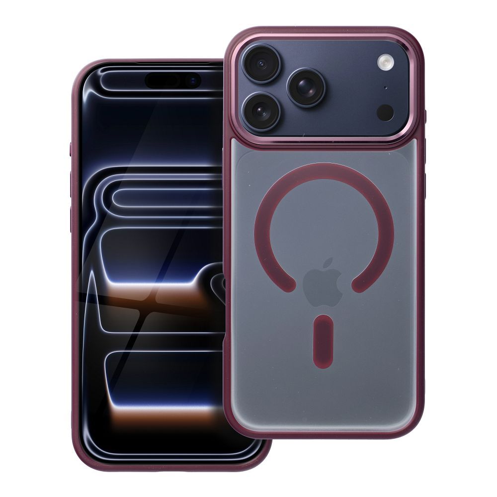 MATTE MAG COVER Ümbris compatible with MagSafe jaoks IPHONE 17 Pro Max plum punane