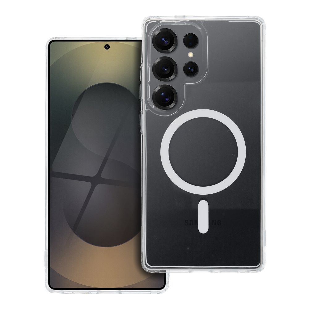 Drop Glue Colorful Ring Mag Cover compatible with MagSafe jaoks SAMSUNG S25 ULTRA valge