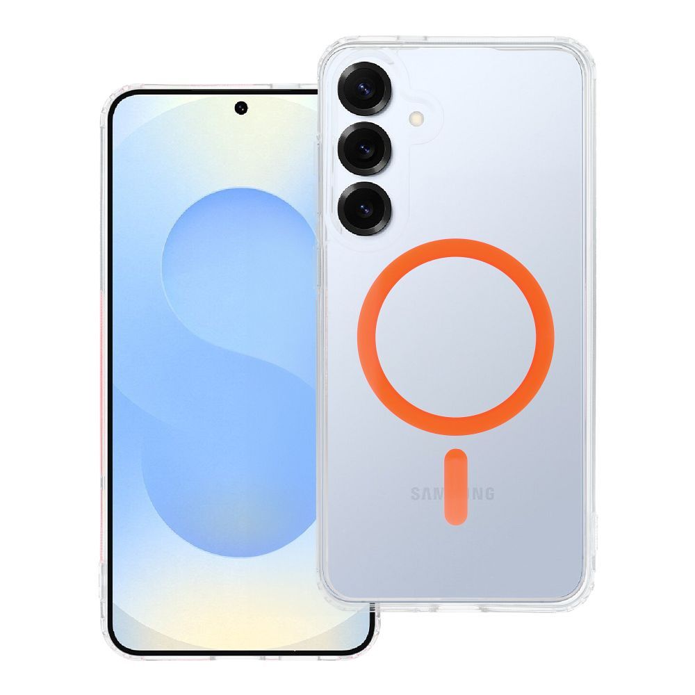 Drop Glue Colorful Ring Mag Cover compatible with MagSafe jaoks SAMSUNG S25 PLUS oranž