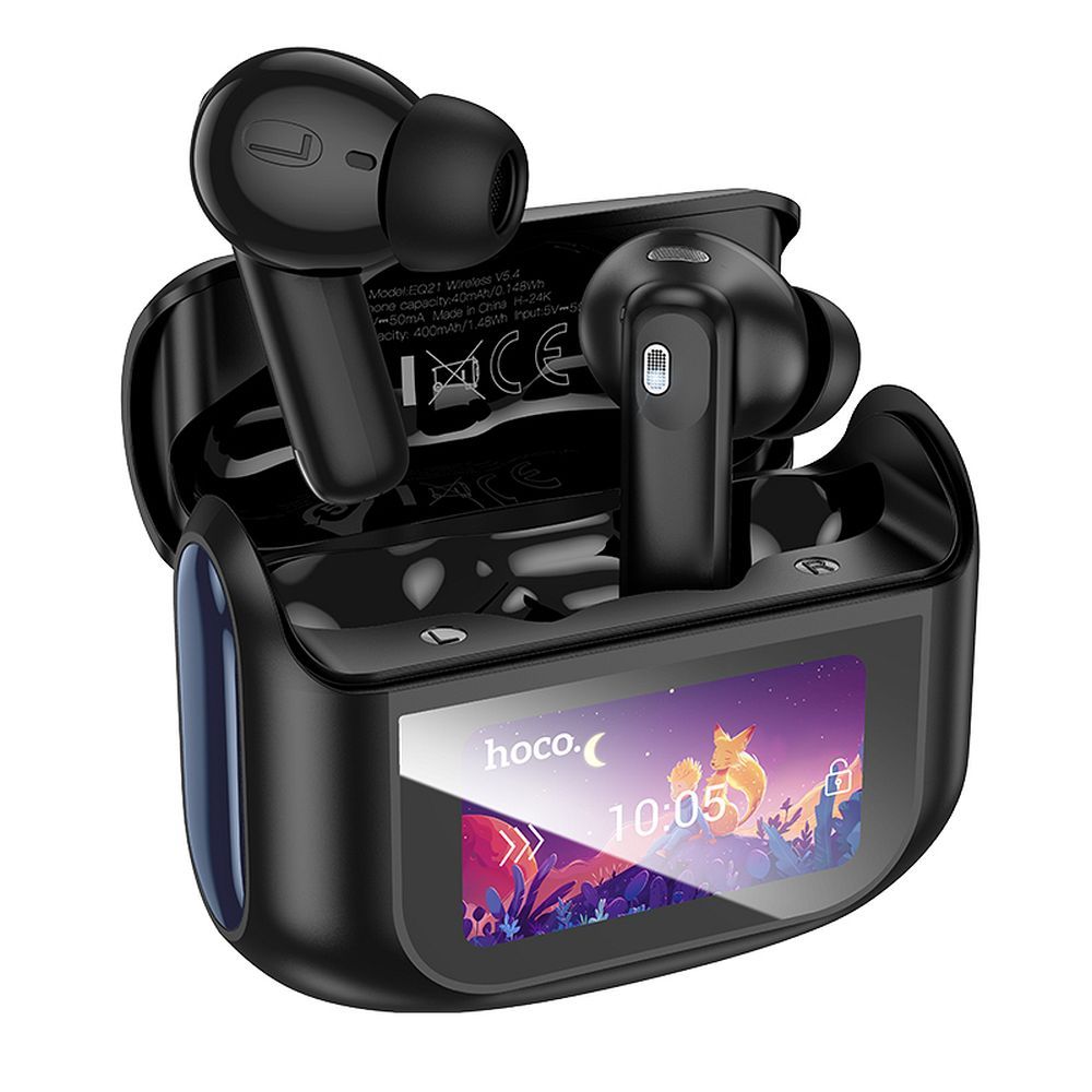 HOCO juhtmevaba kõrvaklapid bluetooth with touch screen TWS ANC + ENC EQ21 midnight must