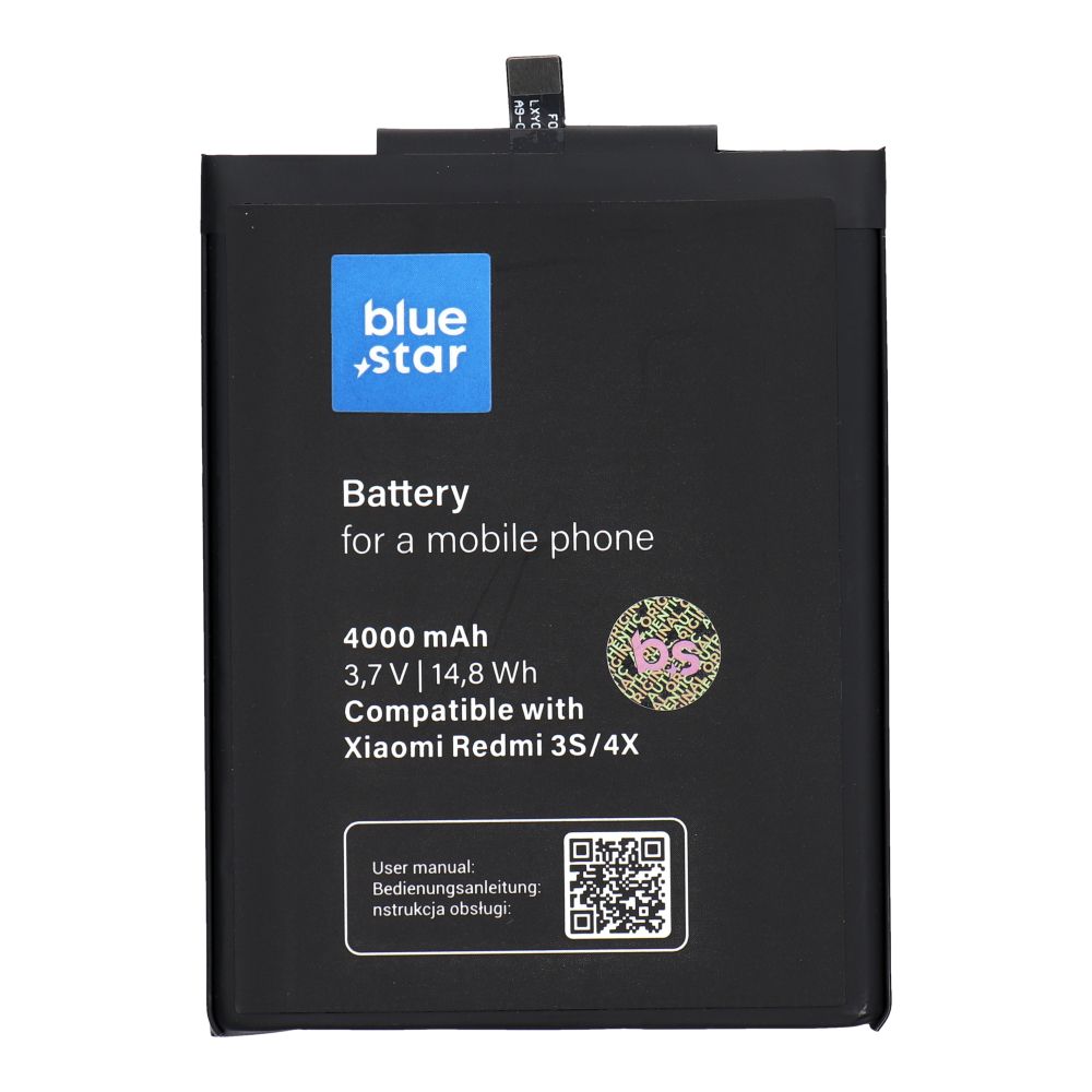 Battery jaoks Xiaomi Redmi 3 / 3S / 3X / 4X (BM47) 4000 mAh Sinine Star
