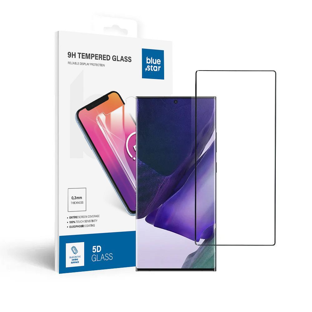 Karastatud klaas sinine Star - SAMSUNG Galaxy Note 20 Ultra Full Face (full glue/small size) - must Karastatud klaas sinine Star