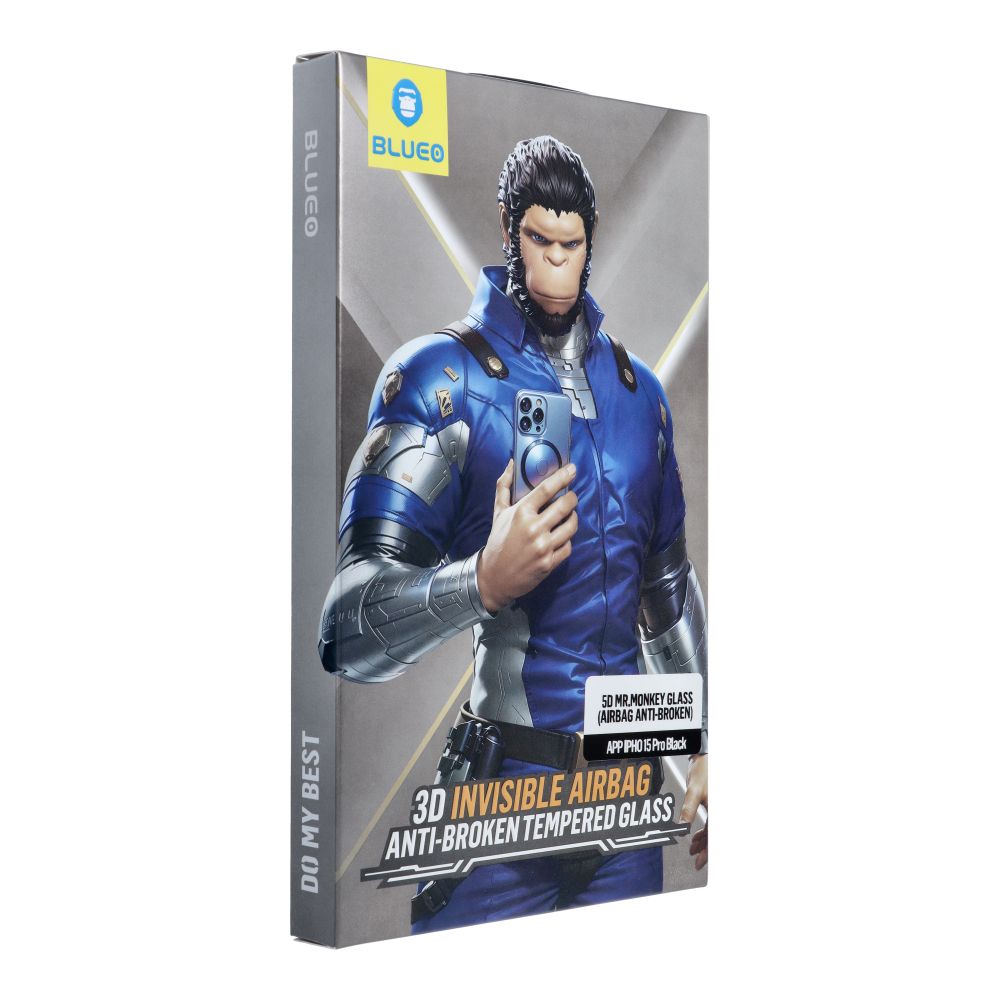 Karastatud klaas 5D Mr. Monkey Glass (Airbag Anti-Broken) Apple iPhone 15 Pro must