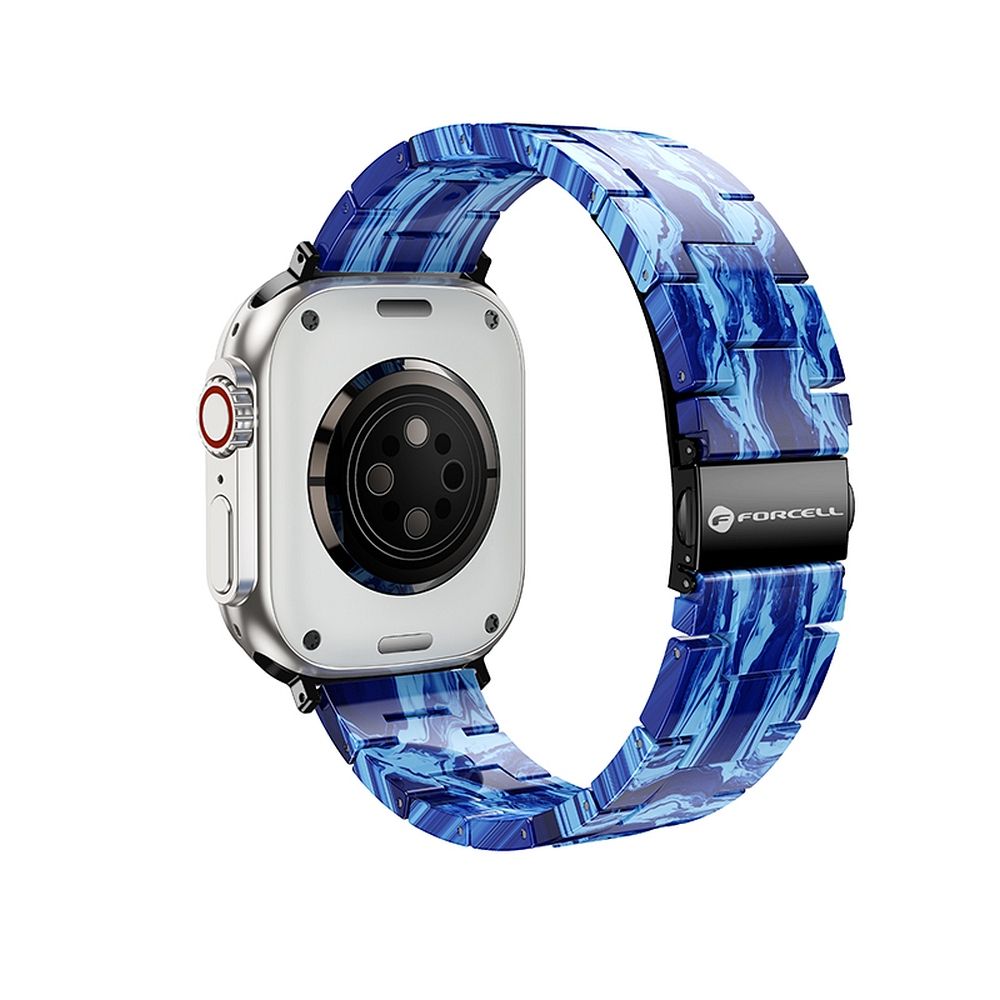 Strap to Apple Watch Forcell F-Design FA04 marbled resin clasp 42 / 44 / 45 / 49 mm sinine