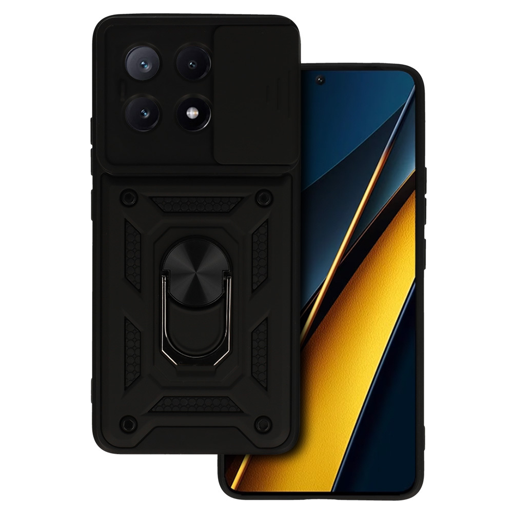 Slide Camera Armor Ümbris jaoks Xiaomi Poco X6 Pro 5G Must
