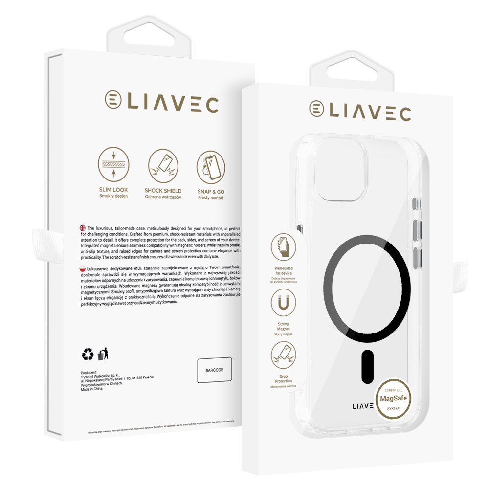 Liavec Glossy Magsafe Clear Ümbris do Iphone 15 must